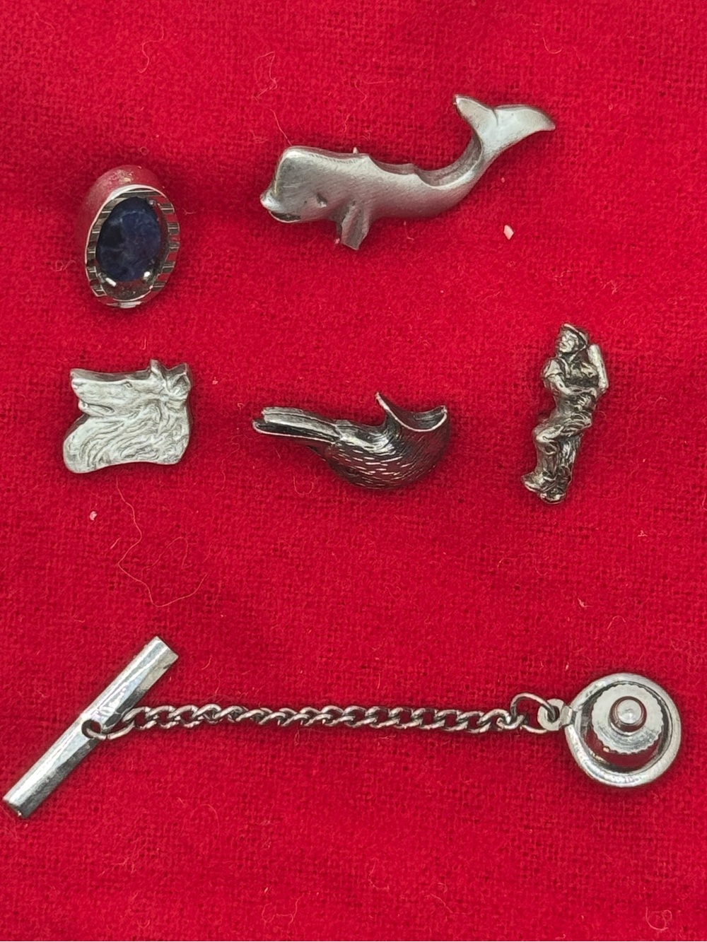 Vintage Versatility: 5-in-1 Silver-Tone Tie Tack Set
